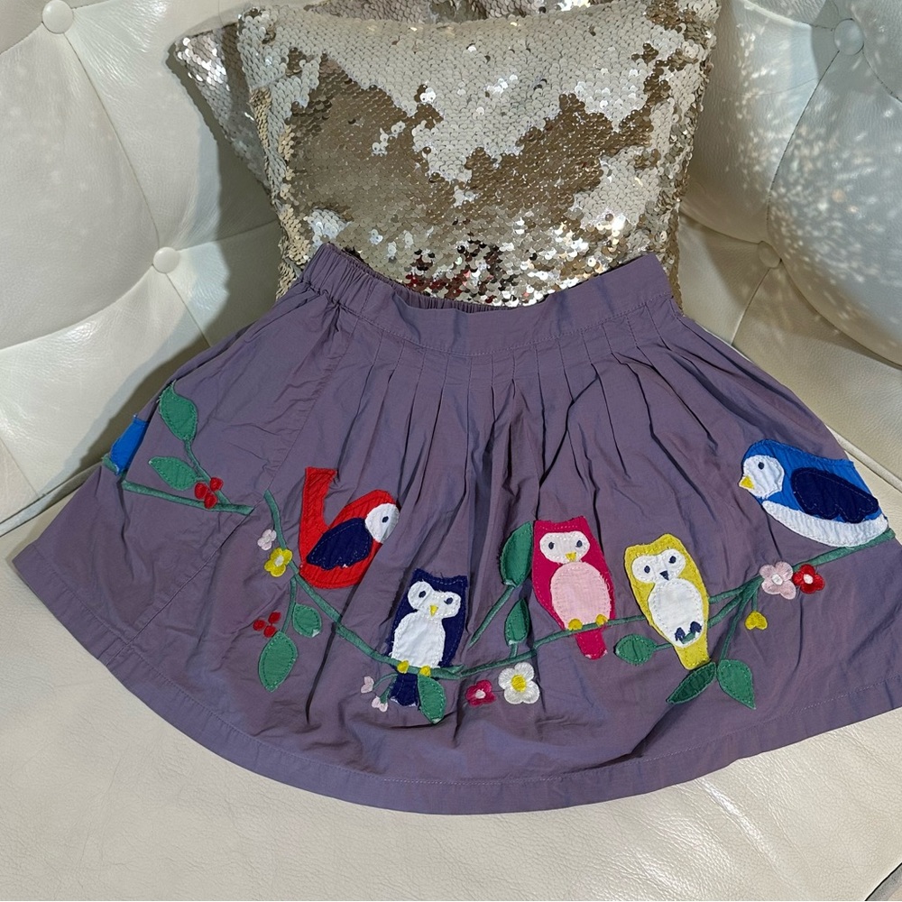 Mini Boden Embroidered Owl Skirt - Purple